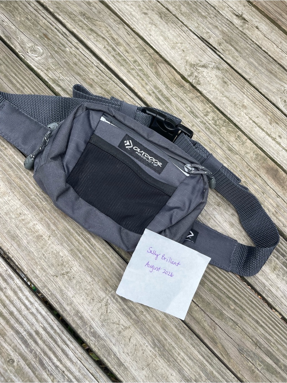 Gray Waist Belt Bag with Front Mesh Pocket